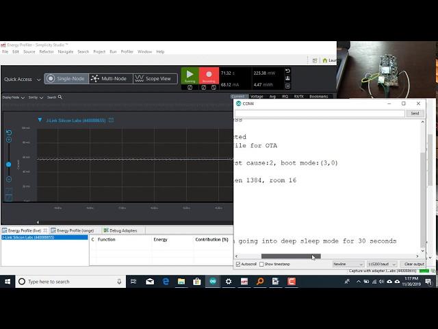 ESP8266 energy profiling current consumption test in normal and deep sleep