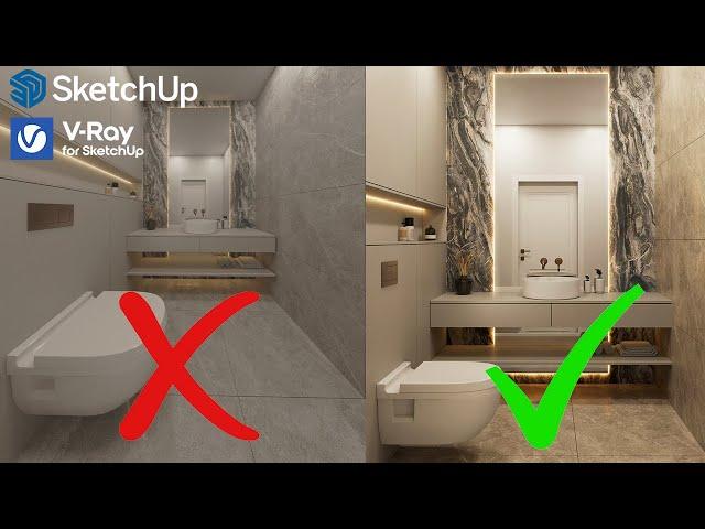 Avoid These Mistakes | Camera Settings For Tiny Rooms | V-Ray for SketchUp Tutorial