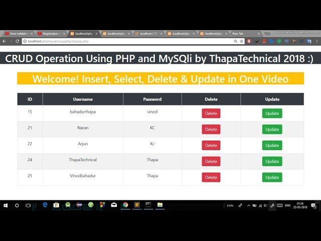 CRUD Operation in PHP MySQLi In Hindi | Select Insert Update Delete in PHP MySQLi in Hindi