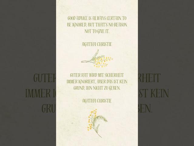 Good Advice By Agatha Christie #quote #Zitat
