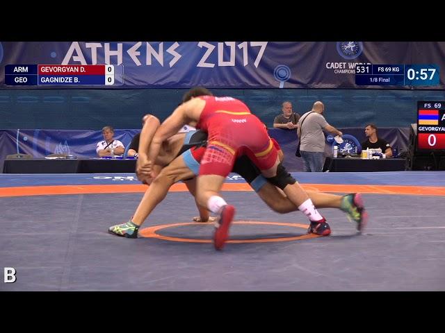 1/8 FS - 69 kg: D. GEVORGYAN (ARM) df. B. GAGNIDZE (GEO) by VSU, 12-0