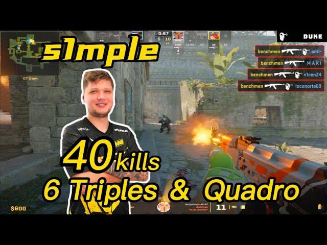 s1mple Ancient POV - 40Kills - 60%HS - 6 Triples ＆ Quadro - CS2 s1mple POV!