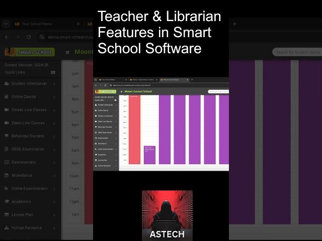 Teacher & Librarian Features in Smart School Software #school #smartschool  #schoolmanagement