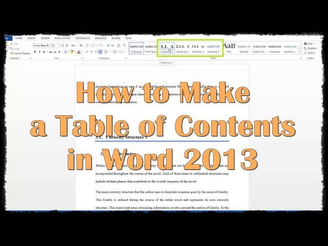 How to Make a Table of Contents in Word 2013