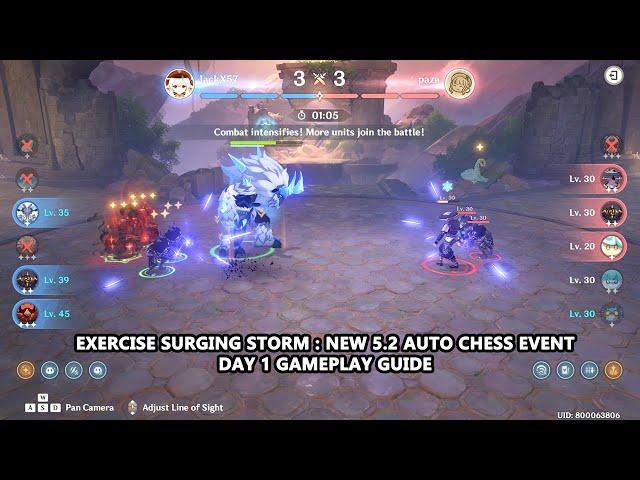 Genshin Impact Exercise Surging Storm : New 5.2 Auto Chess Event Day 1 Gameplay Guide