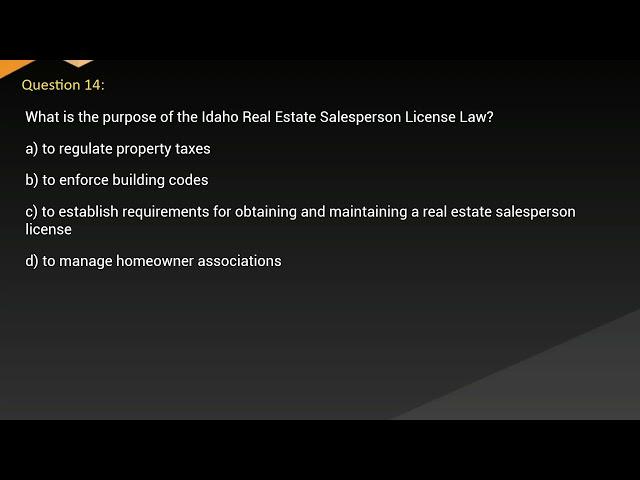 Idaho Real Estate Salesperson Exam Free Practice Questions