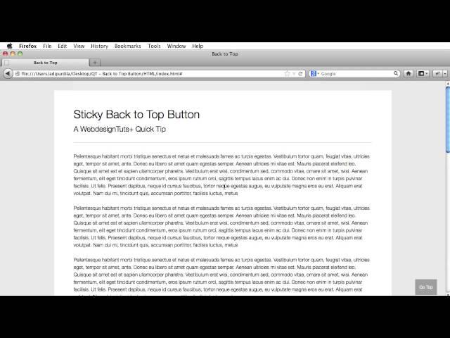 Quick Tip: Sticky Back to Top Button