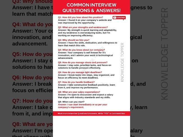 9 Most Common Job Interview Questions and Answers