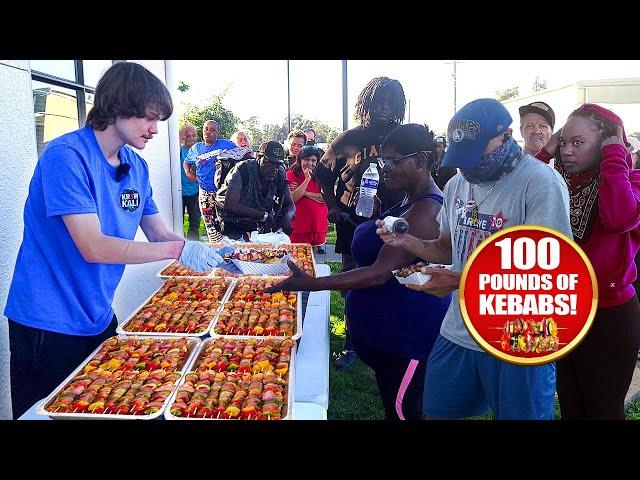 Cooking 100 Pounds Of Kebabs For The Homeless!