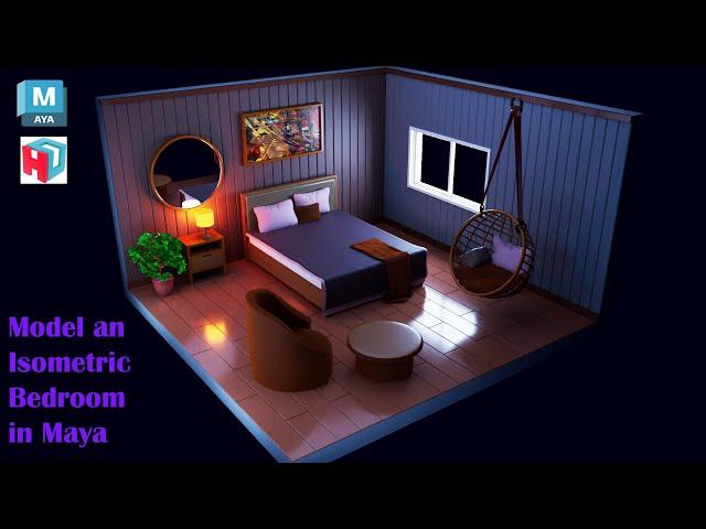 Autodesk Maya Tutorial | How to Model an Isometric Bedroom.