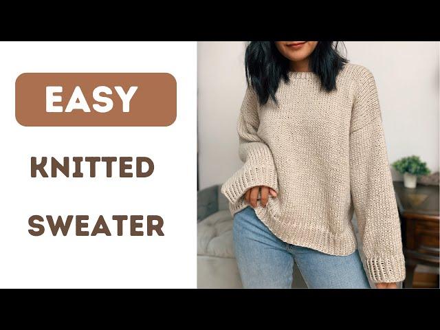 Easy knitted sweater tutorial - Free Knitted Sweater Pattern -  No sewing knit sweater