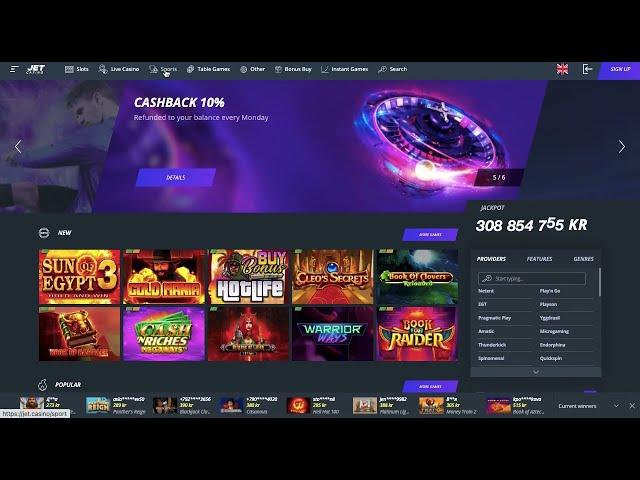 Jet Casino Review | Online Betting & Casino | Payment with BTC, ETH, LTC | EU