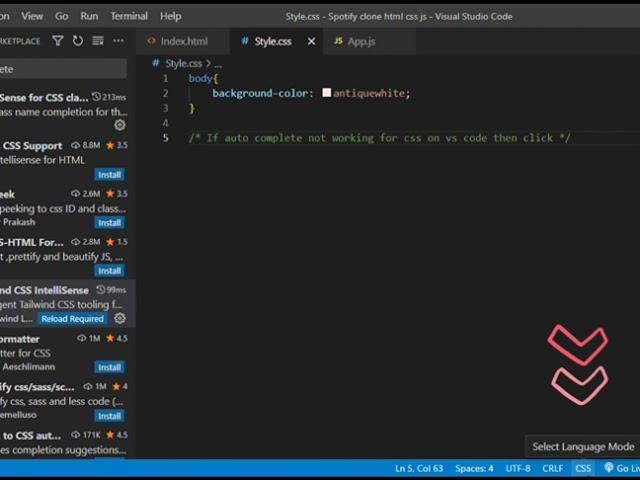 Auto complete not working for CSS on vs code