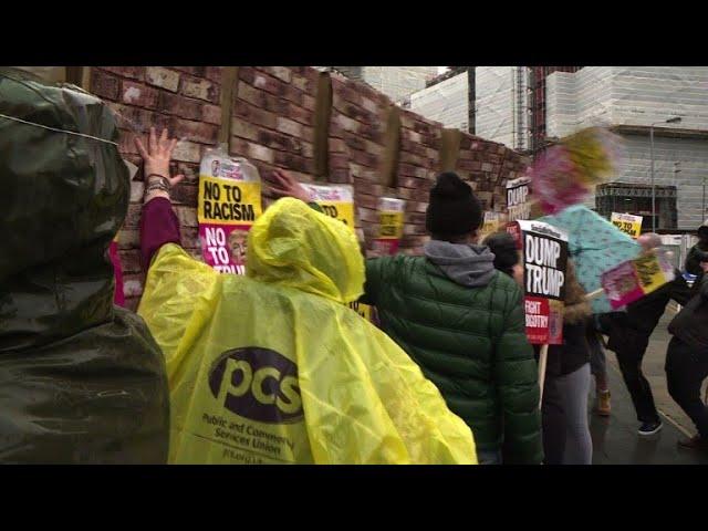 Anti-Trump protesters gather at London's new US embassy