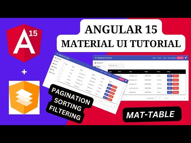 MAT-TABLE | Material UI Table with pagination sorting & filtering | |Angular15 - MaterialUI Tutorial