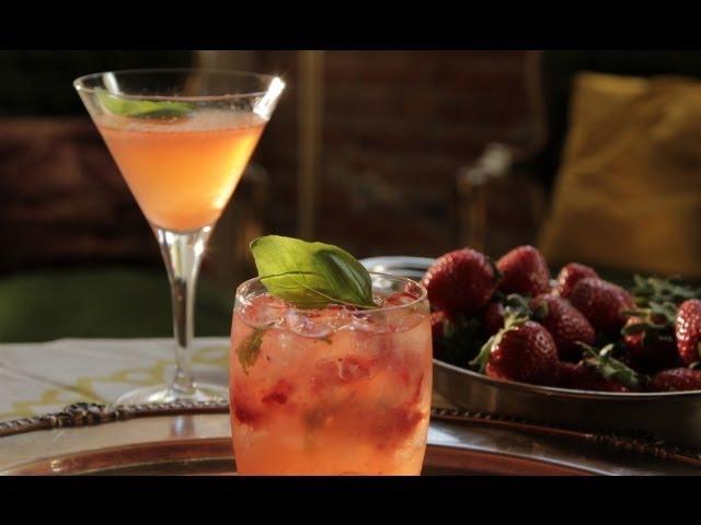 Strawberry Basil Blush Cocktail - Kathy Casey's Liquid Kitchen - Small Screen