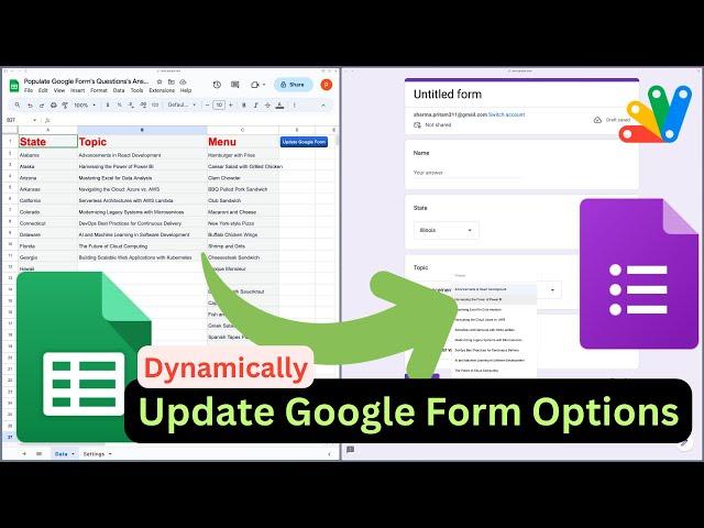 Dynamically Populate Google Form's Dropdown using Google Sheets #googlesheets #googleform