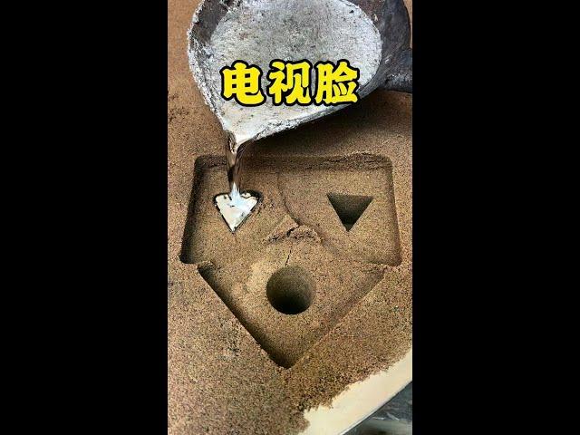 Tv Face Cast From Molten Iron!#satisfying #funny #sand