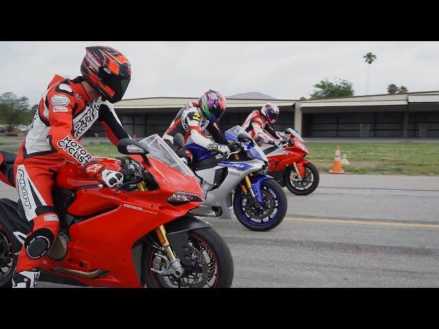 2015 SUPERBIKE DRAG RACE: BMW S1000RR vs. Ducati 1299 Panigale S vs. Yamaha YZF-R1