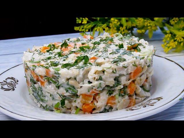 Салат "Необычный"! Очень напоминает вкус раков! Лакомый, несмотря на  простоту.