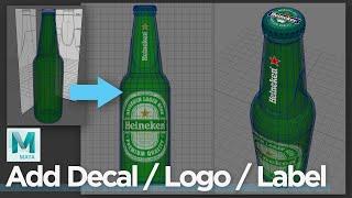 How to Add Graphics Label, Logo, Decals, into 3D model, Maya 3D UV mapping tutorial - Part 2