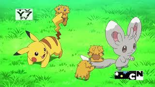 Minccino and Pikachu playing with Joltics! Pokémon Black & White