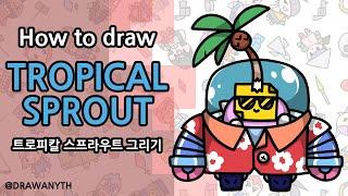 How to draw Tropical Sprout | Brawl Stars | New Skin