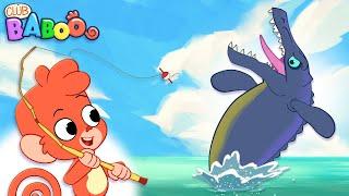 Club Baboo Dinosaurs for Kids | Baboo goes Fishing | Dinosaur Cartoon | Mosasaurus