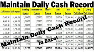 How to Maintain Daily Cash Record In excel by learning center in Urdu/Hindi