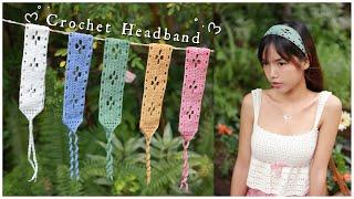 Crochet Floral Lace Headband Tutorial | Chenda DIY