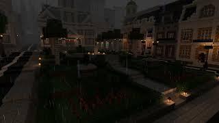 Minecraft Rainy Street at Night ASMR with Rain Sounds and Music to Help Sleep (10 Hours)