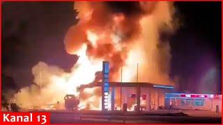 Strong fire at a gas station in Russia’s Stavropol region - Flames spread to cars in the area