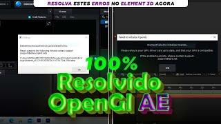 Como resolver erro do OpenGl no Element 3D   After Effects