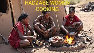 Hadzabe Women Cooking and Eating Ugali and boiled meat in the bushes#cooking @SUBSCRIBE