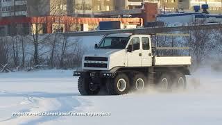 Russian all-terrain vehicle. Rusak overcoming snow