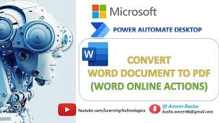 Power Automate Desktop || Convert Word Document to PDF Action(Microsoft Word Online actions)