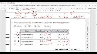 Which solution contains chloride ions with a concentration of 0.0500 mol dm–3?Edexecel A Level|Saad