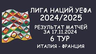 Лига наций УЕФА. 6 тур.  Результат матчей за 17.11.24. Таблицы.