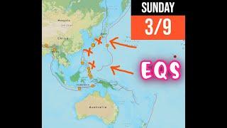 Elevated Earthquake activity Around the Filipino Plate today. Sunday update 3/9/2025