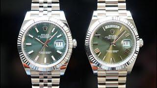 [4K] Rolex Datejust 41 Vs Day-Date 40, DJ41 Mint Green vs DD40 Olive Green | Hafiz J Mehmood