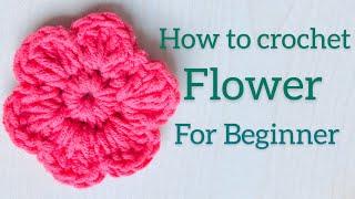 How To Crochet a Flower | Easy  | For Beginners | Crochetlyn