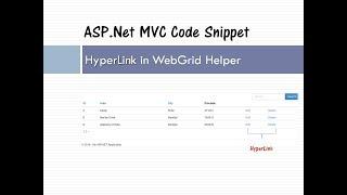 Hyperlink in WebGrid Helper | ASP.Net MVC