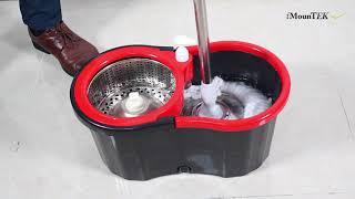 GPCT1883 - 360° Stainless Steel Spin Mop Wringer Bucket Set w/ Easy Press Handle & 2 Mop Heads