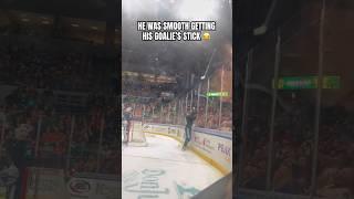 How did his stick even get up there?  (via @IceHogsFilms)