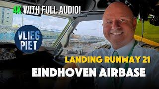 [POV Cockpit Landing] Boeing 737 at Eindhoven | Runway 21 | Vliegpiet | Full ATC audio