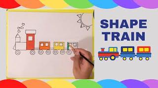 Acrylic Painting | Making Train for kids with Shapes | Circle Square Rectangle Triangle Heart |