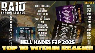 Huge DUNGEON Progress!! TOP 10 Within Reach - Hell Hades F2P Challenge 2025 | RAID: Shadow Legends