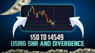 $50 to $4,549 Trading Binary Options | SNR + Divergence Strategy on Pocket Option | Manish B