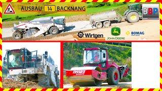 Wirtgen WR240i, John Deere, Bodenstabilisierung B14 Backnang, 2024.