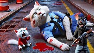 The Kitten Pain after losing his Police Father #cat #ai #catlover #catvideos #cutecat #aicat